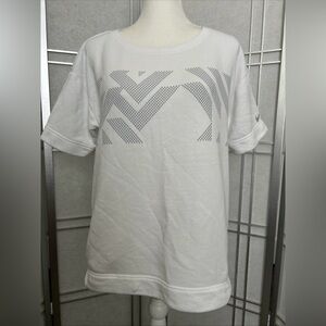 Nike White Woman's Size M Short Sleeve Crew Neck Cotton Blend Logo Sweatshirt